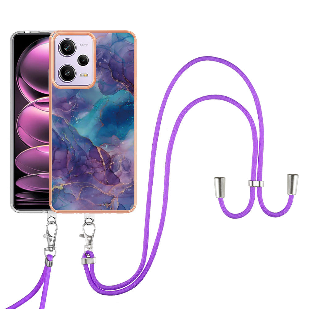 Marble double-sided film crossbody mobile phone case