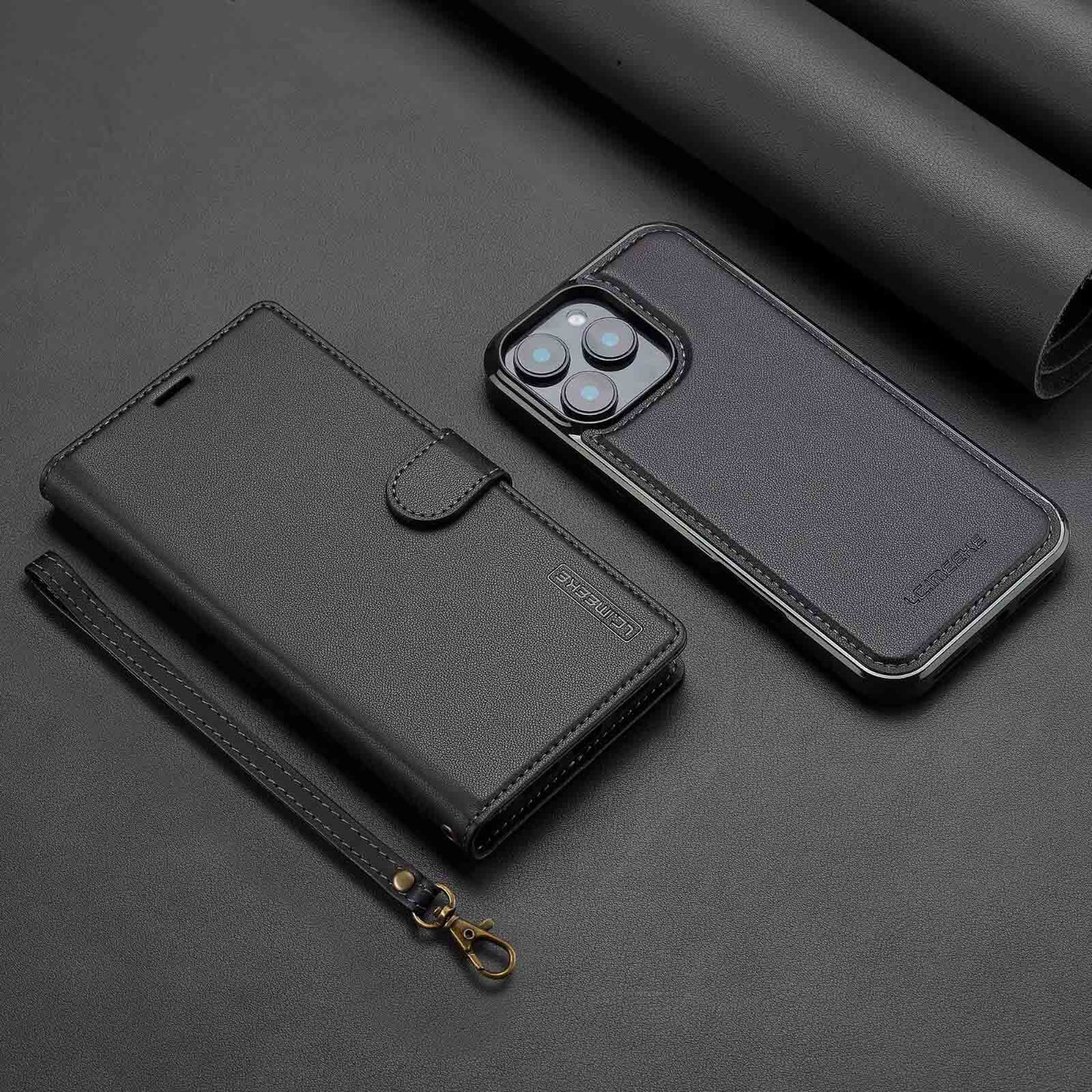 All-in-one leather flip phone case