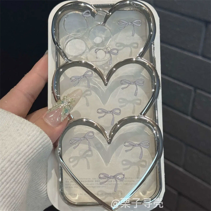 Electroplating 3D Heart Bowknot Phone Case