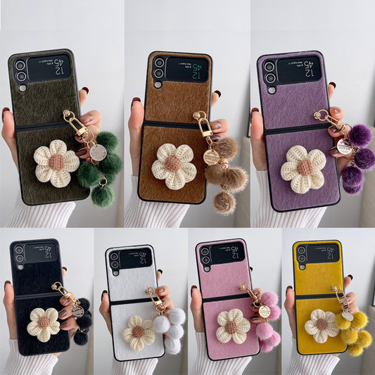 Mink plush sunflower pendant phone case