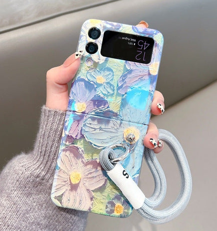 Blue light oil painting flower simple soft phone case