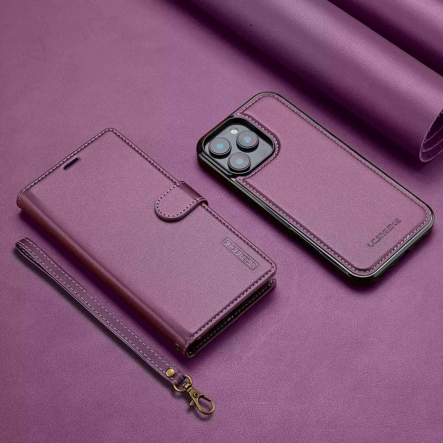 All-in-one leather flip phone case