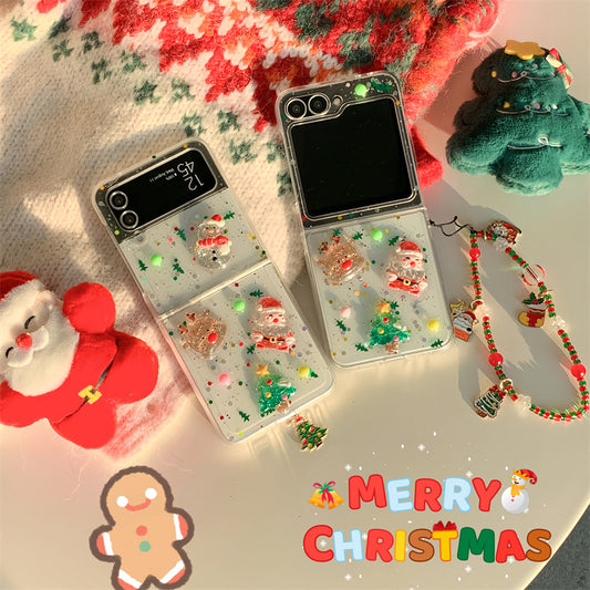 Christmas snowman mobile phone case Samsung folding protective cover suitable for z flip 6/flip5/z flip 4