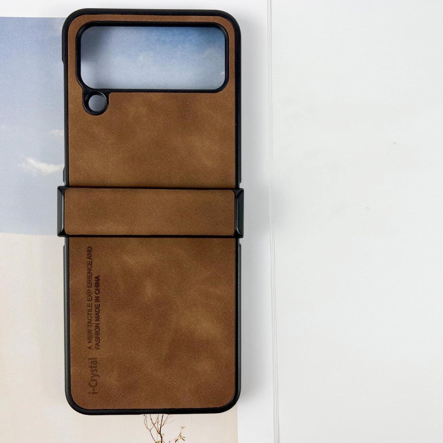 Genuine sheepskin-feel anti-fall folding mobile phone case