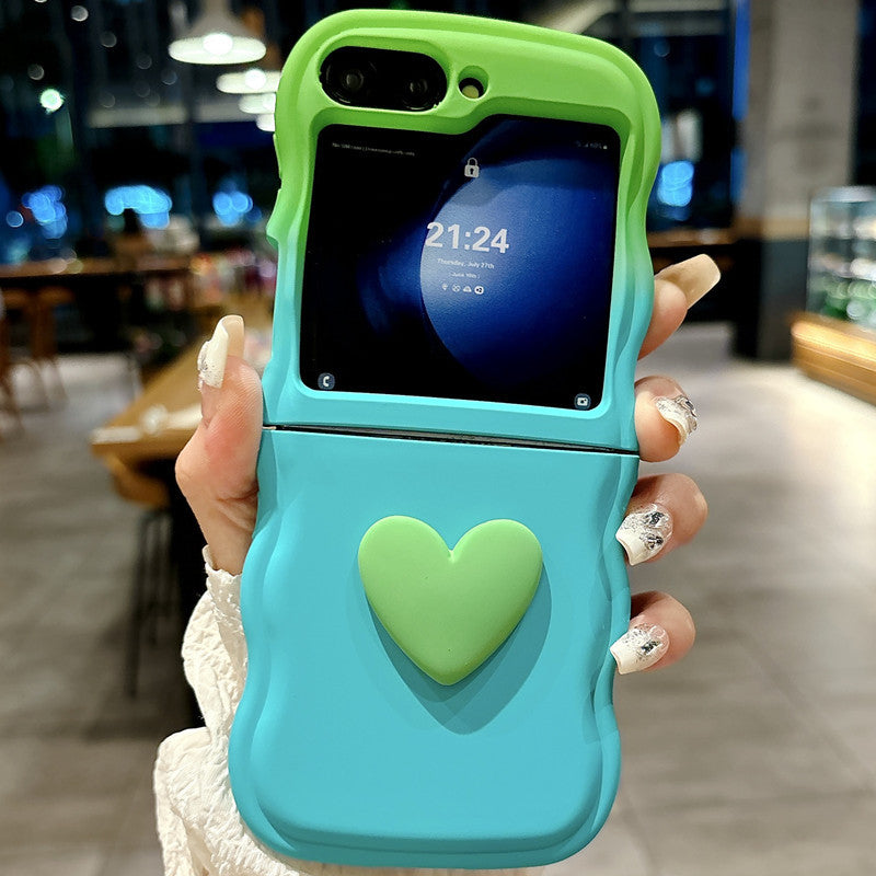 Gradient solid color simple heart mobile phone case suitable for Samsung Z flip