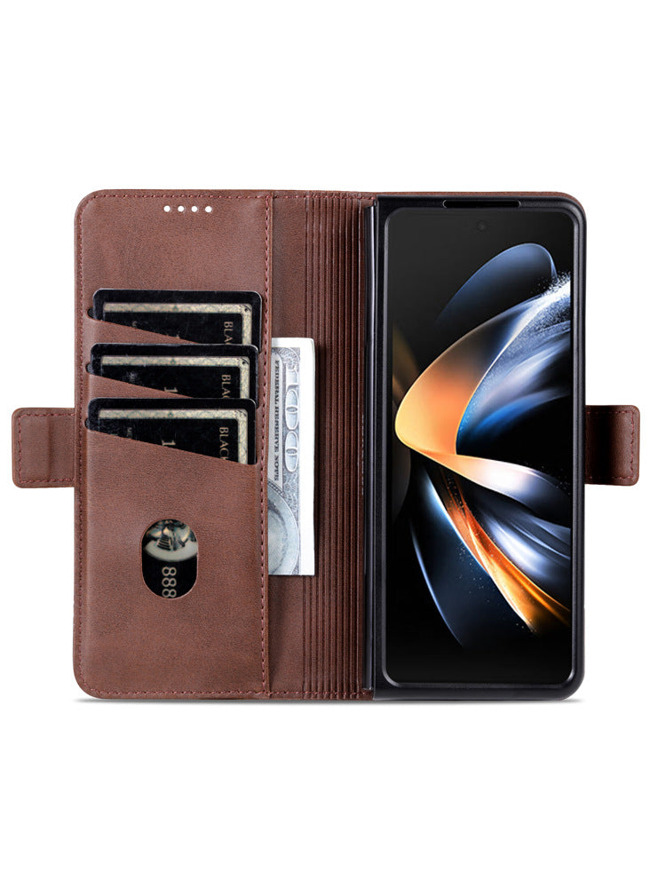 Angkop para sa Samsung z fold 3/4/5 premium genuine leather case retro business mobile phone case