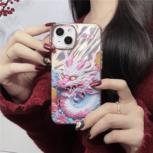 Premium Water Ripple 3D Pink Dragon Apple Phone Case