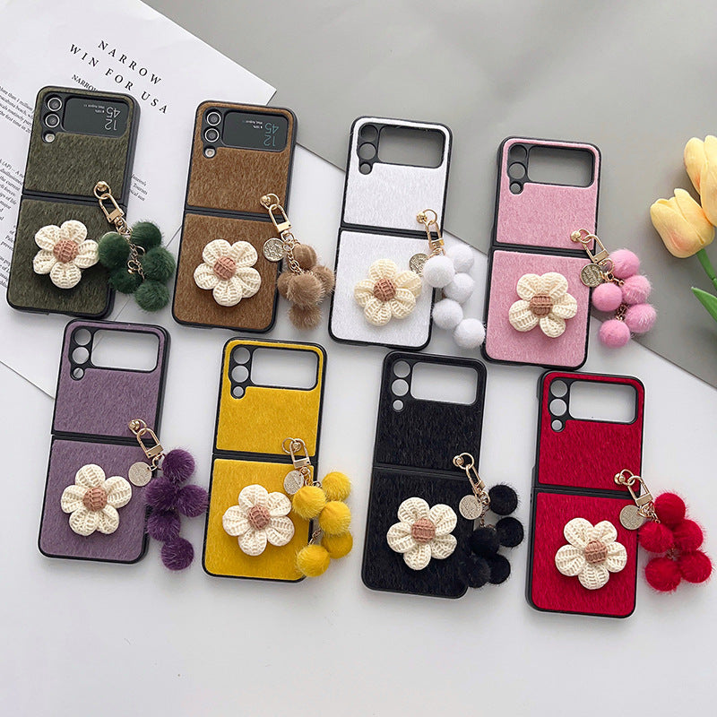 Mink plush sunflower pendant phone case