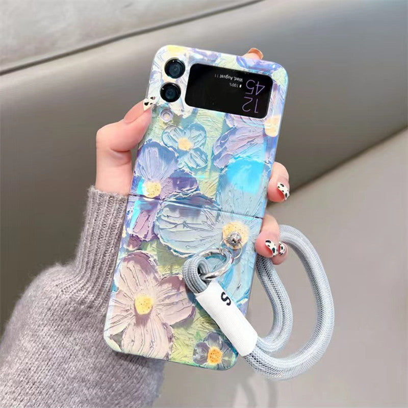 Blue light oil painting flower simple soft phone case