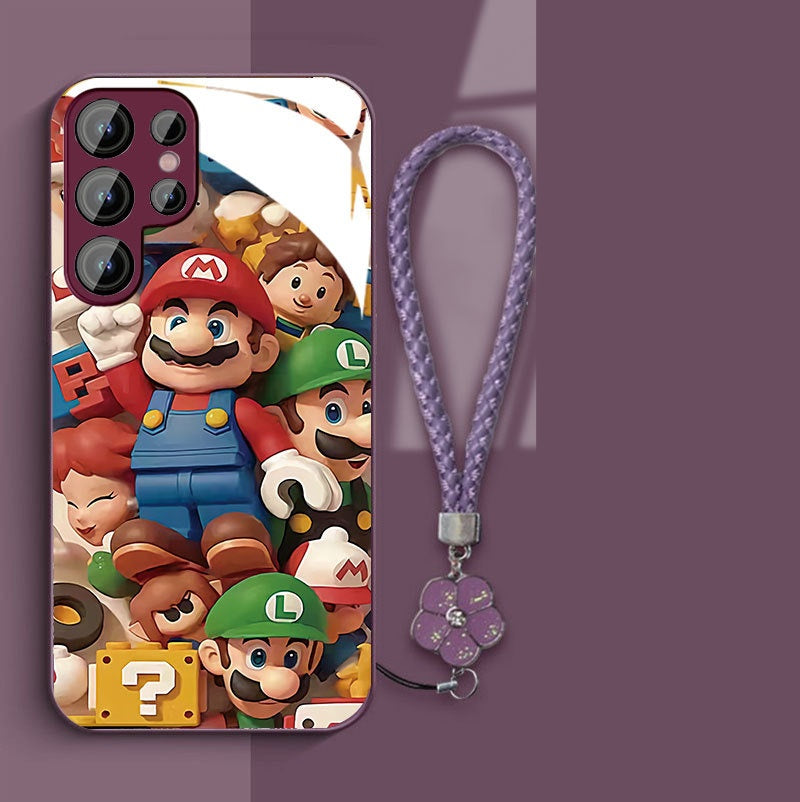 Internet celebrity hit Mario man pile glass phone case suitable for Samsung