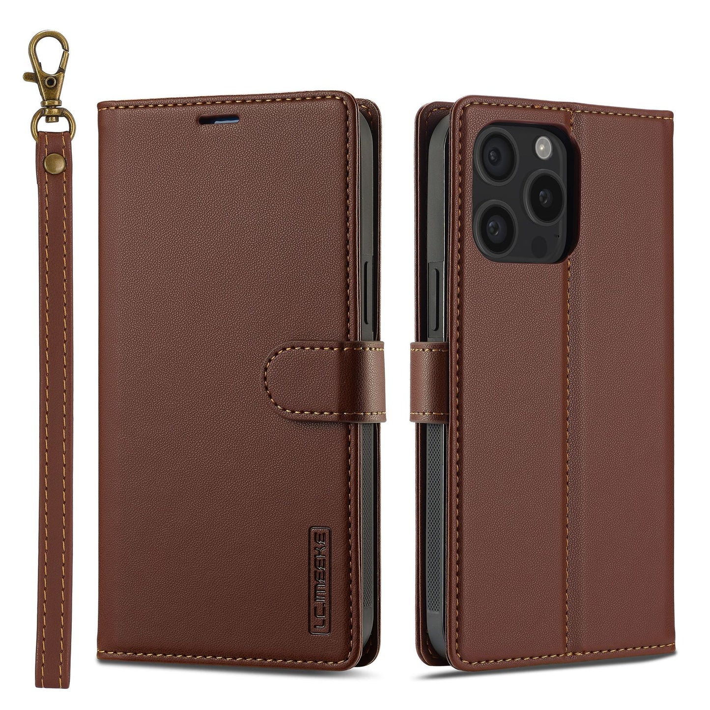 iPhone 2 in 1 magnetic flip cover card slot lanyard split mobile phone case