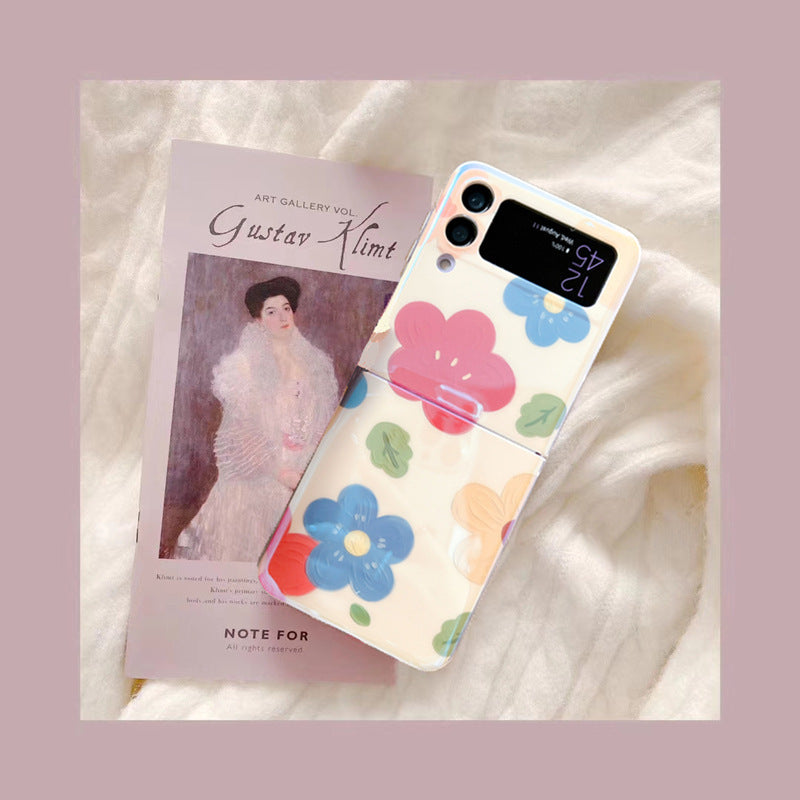 Blue light oil painting flower simple soft phone case