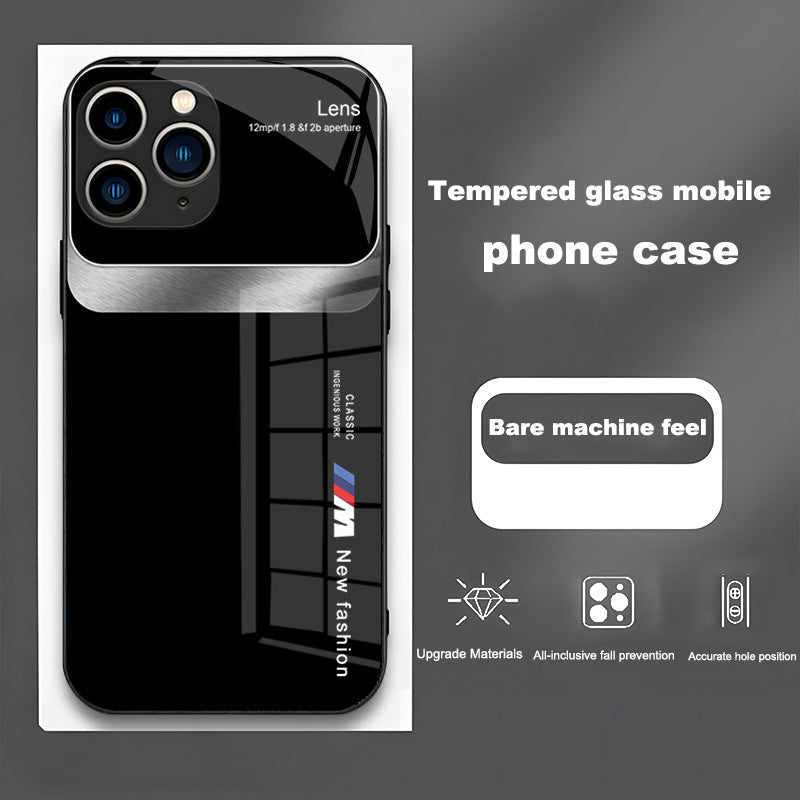 Large window luxury fashion glass phone case for iPhone