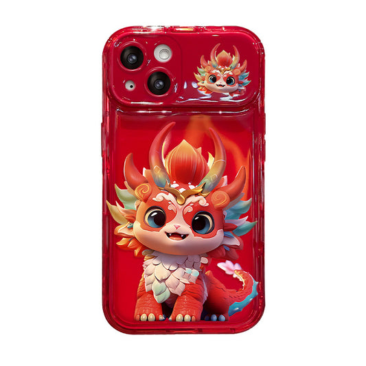 New Year Colorful Fortune Dragon Flip Mirror Stand iPhone Case