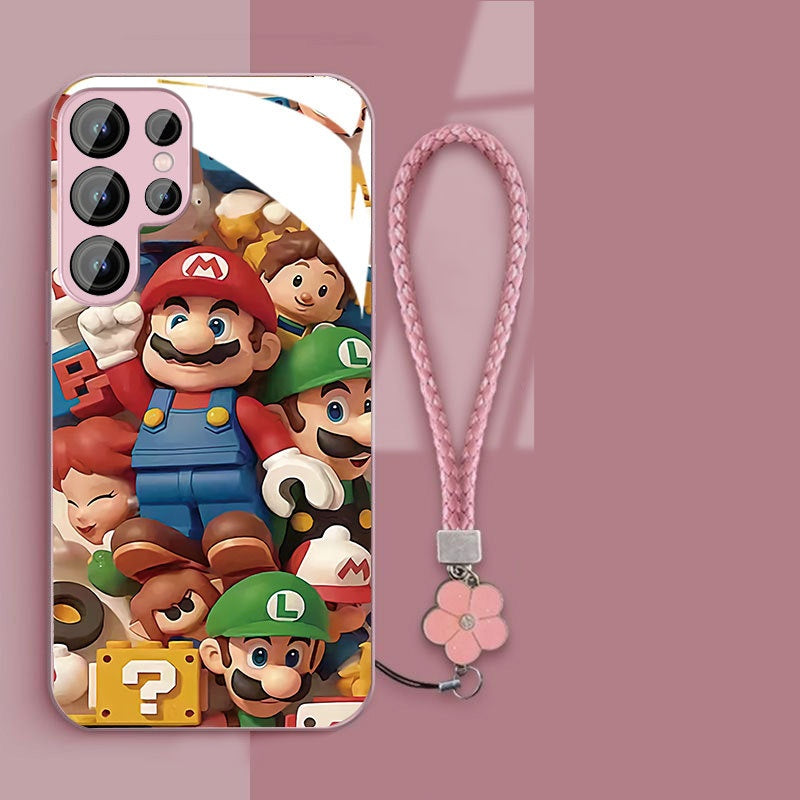 Internet celebrity hit Mario man pile glass phone case suitable for Samsung