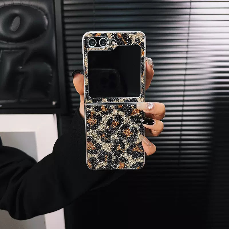 Luxury Glitter leopard Case For Galaxy Z Flip 3/4/5