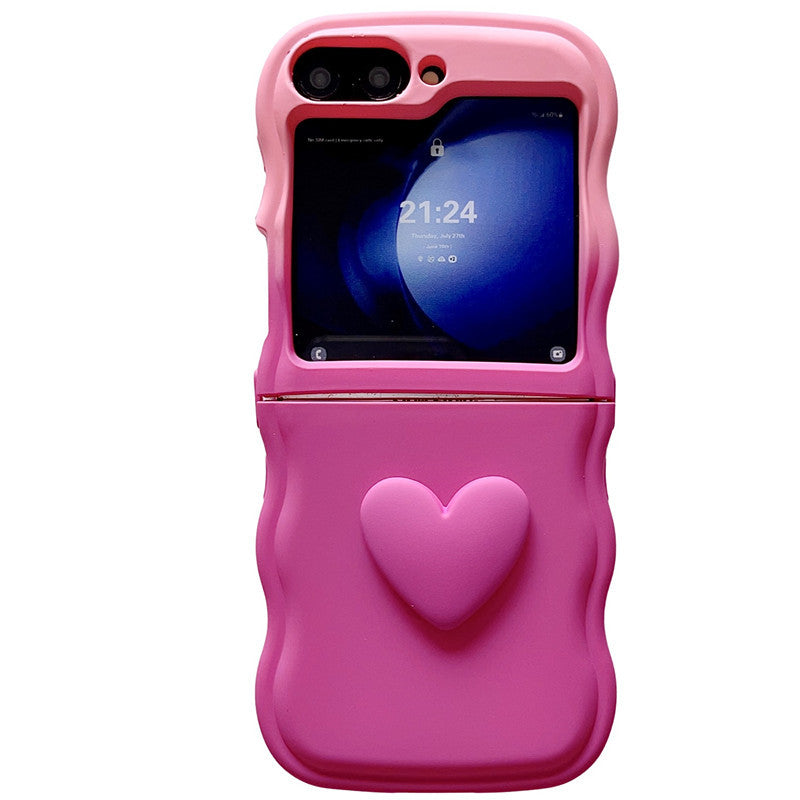 Gradient solid color simple heart mobile phone case suitable for Samsung Z flip