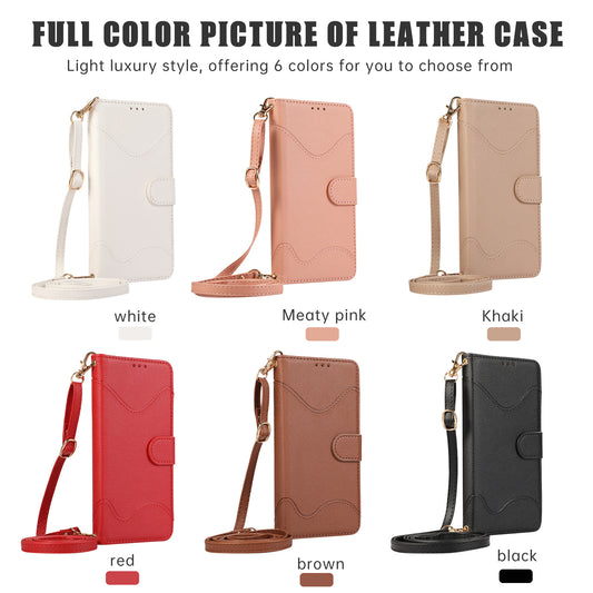 Leather Case Multi-Card Slot Crossbody Lanyard Flip Phone Case