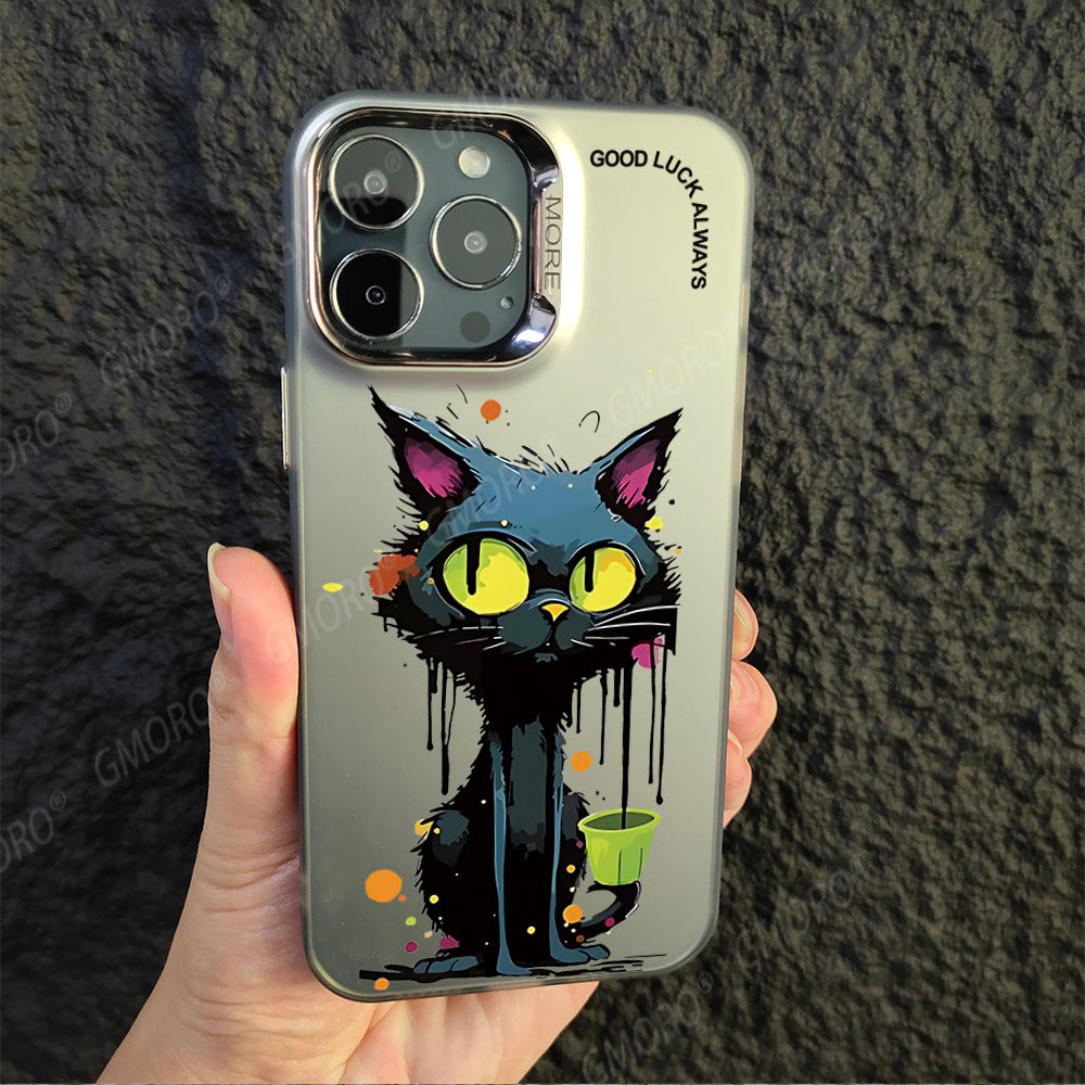 New cartoon graffiti frosted large hole mobile phone case