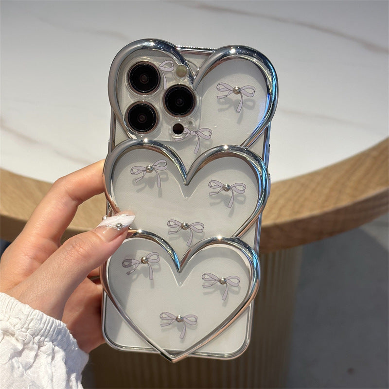 Electroplating 3D Heart Bowknot Phone Case