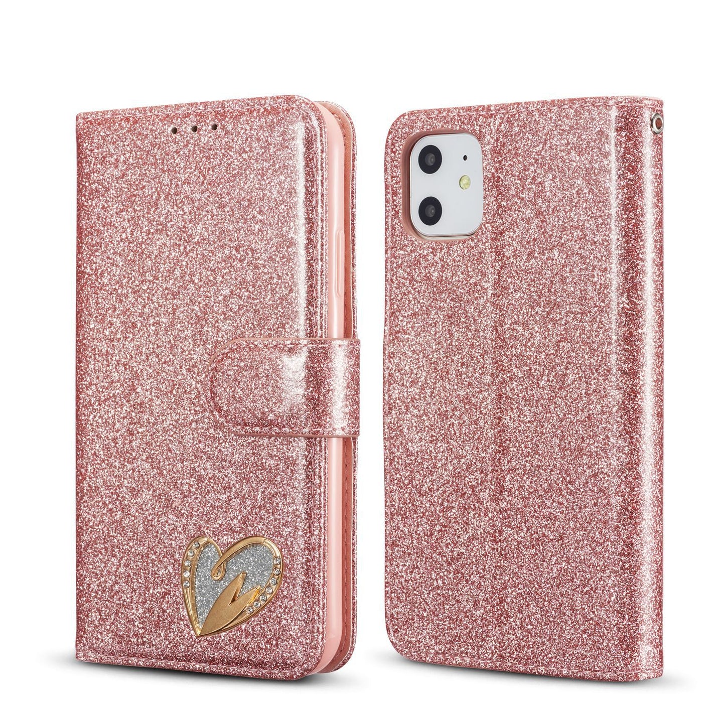 Fashion brand love glitter flip leather phone case