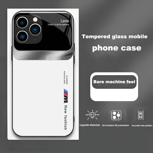 Large window luxury fashion glass phone case for iPhone