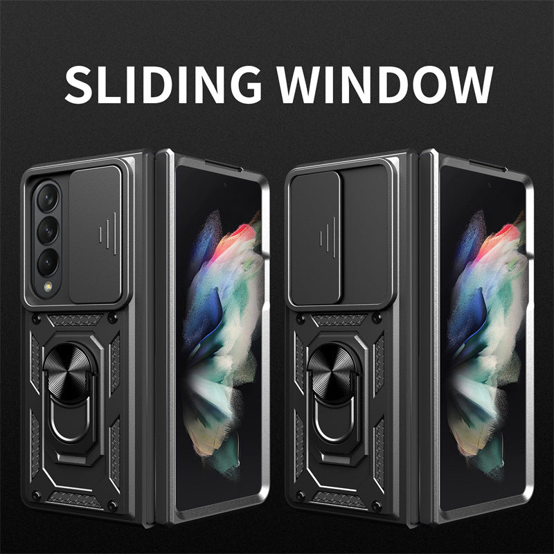 Mecha folding screen sliding window anti-fall protective mobile phone case suitable for Samsung Z Fold6/5/4