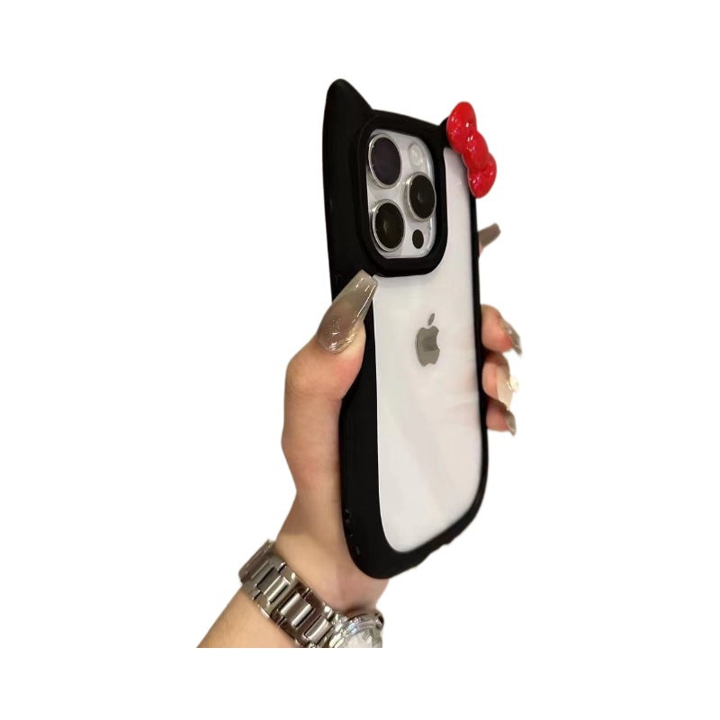 Cute 3D Cat Ear Apple Bowknot Phone Case