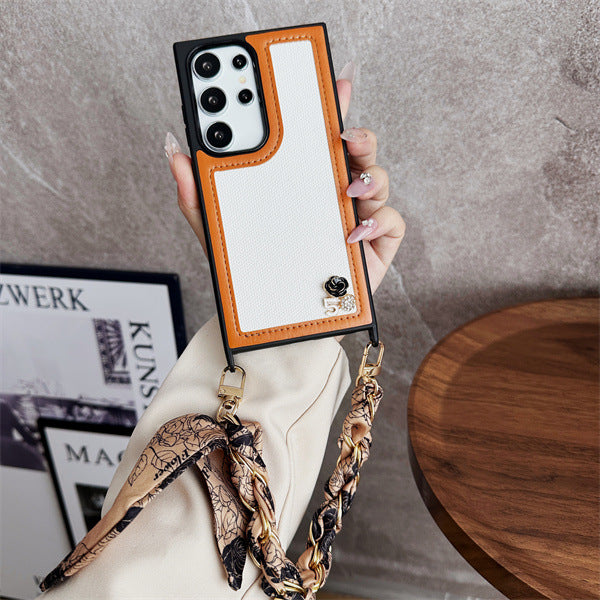 Chanel style silk scarf phone case for Samsung Galaxy S/A