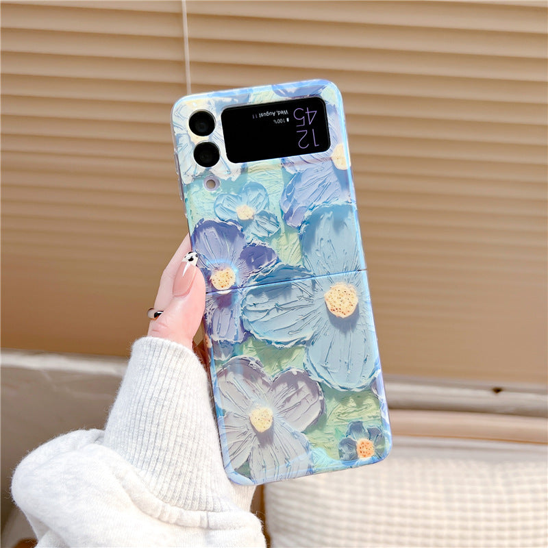 Blue light oil painting flower simple soft phone case