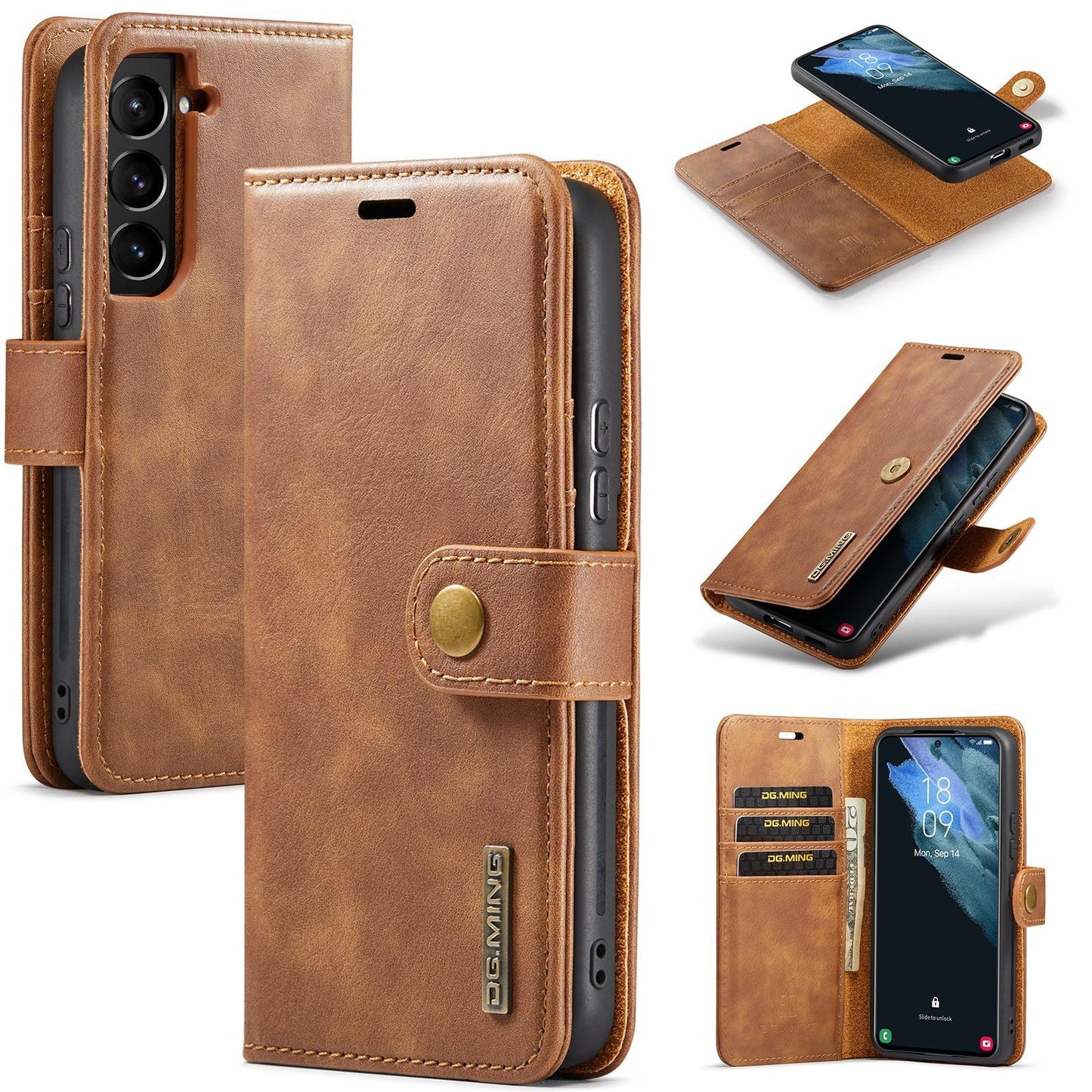 High-grade magnet split leather case 2-in-1 wallet protective leather case mobile phone case