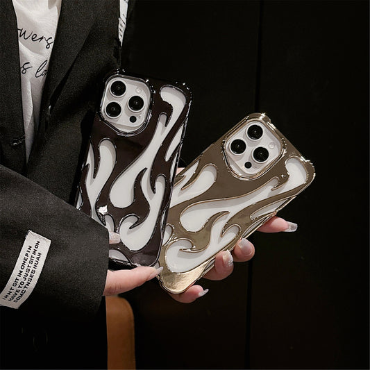 Fashionable electroplating hollow flame pattern anti-fall mobile phone case