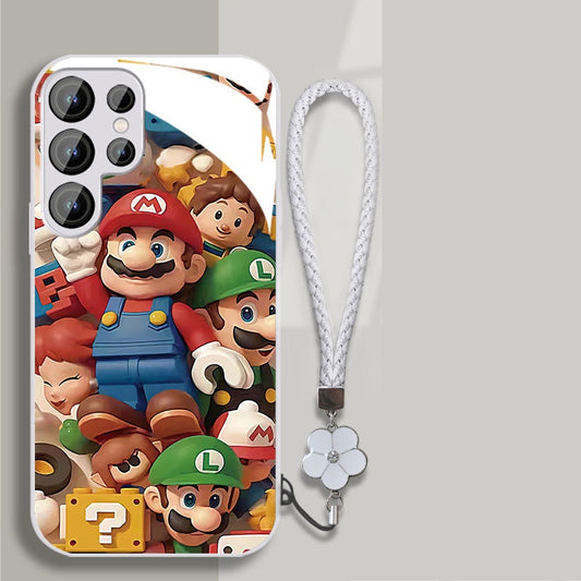 Internet celebrity hit Mario man pile glass phone case suitable for Samsung