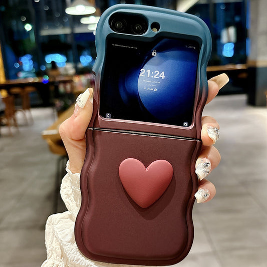 Gradient solid color simple heart mobile phone case suitable for Samsung Z flip