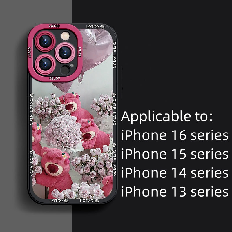 New silicone strawberry bear high-end anti-fall cute mobile phone case
