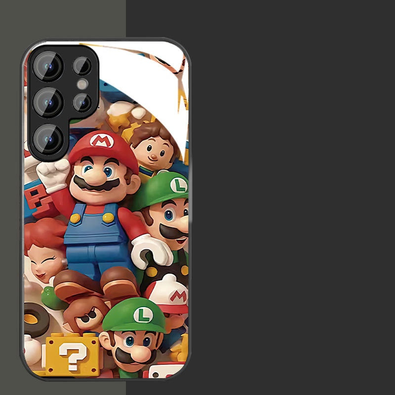 Internet celebrity hit Mario man pile glass phone case suitable for Samsung