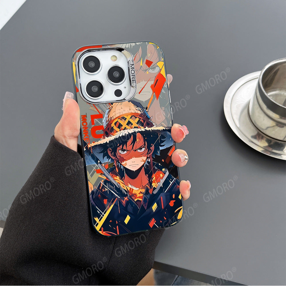 Colored silver electroplating cartoon One Piece Luffy mobile phone case