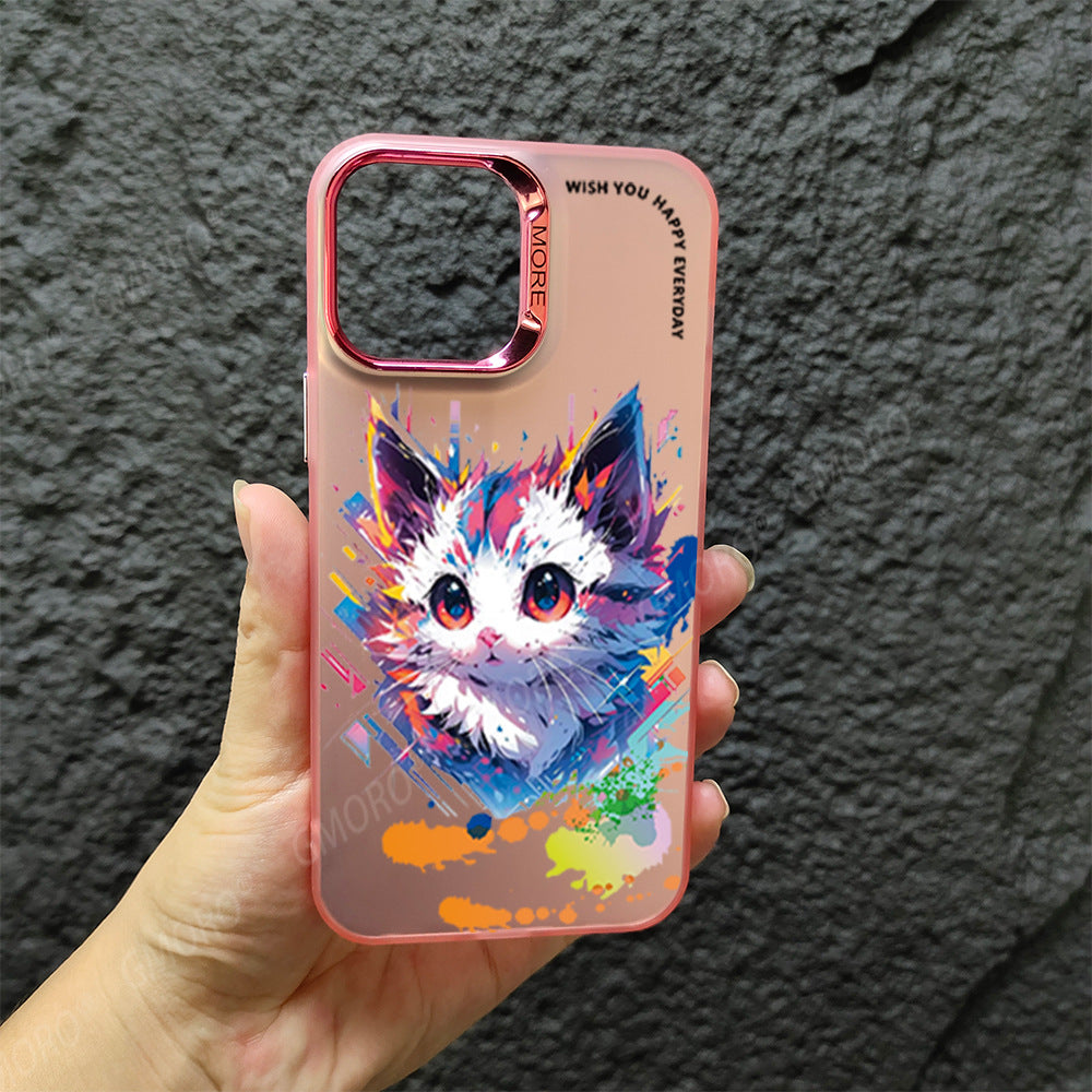 New cartoon graffiti frosted large hole mobile phone case