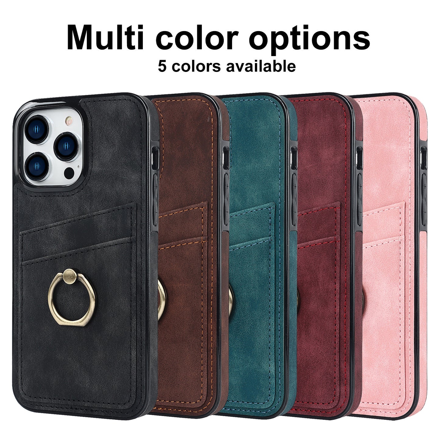 Retro leather card case ring phone case