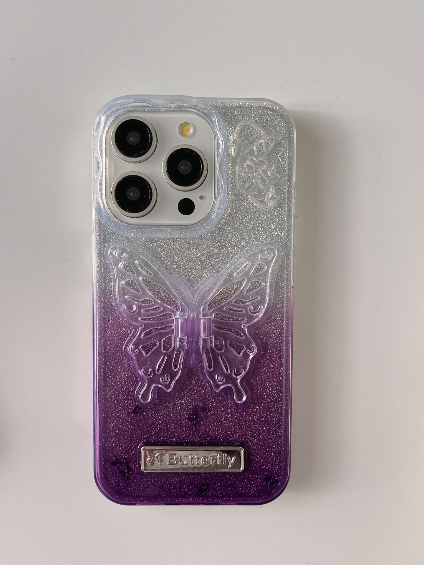 Gradient three-dimensional butterfly stand mobile phone case