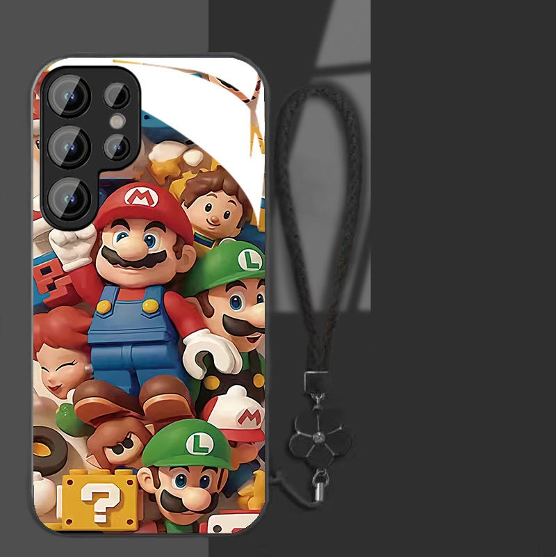 Internet celebrity hit Mario man pile glass phone case suitable for Samsung