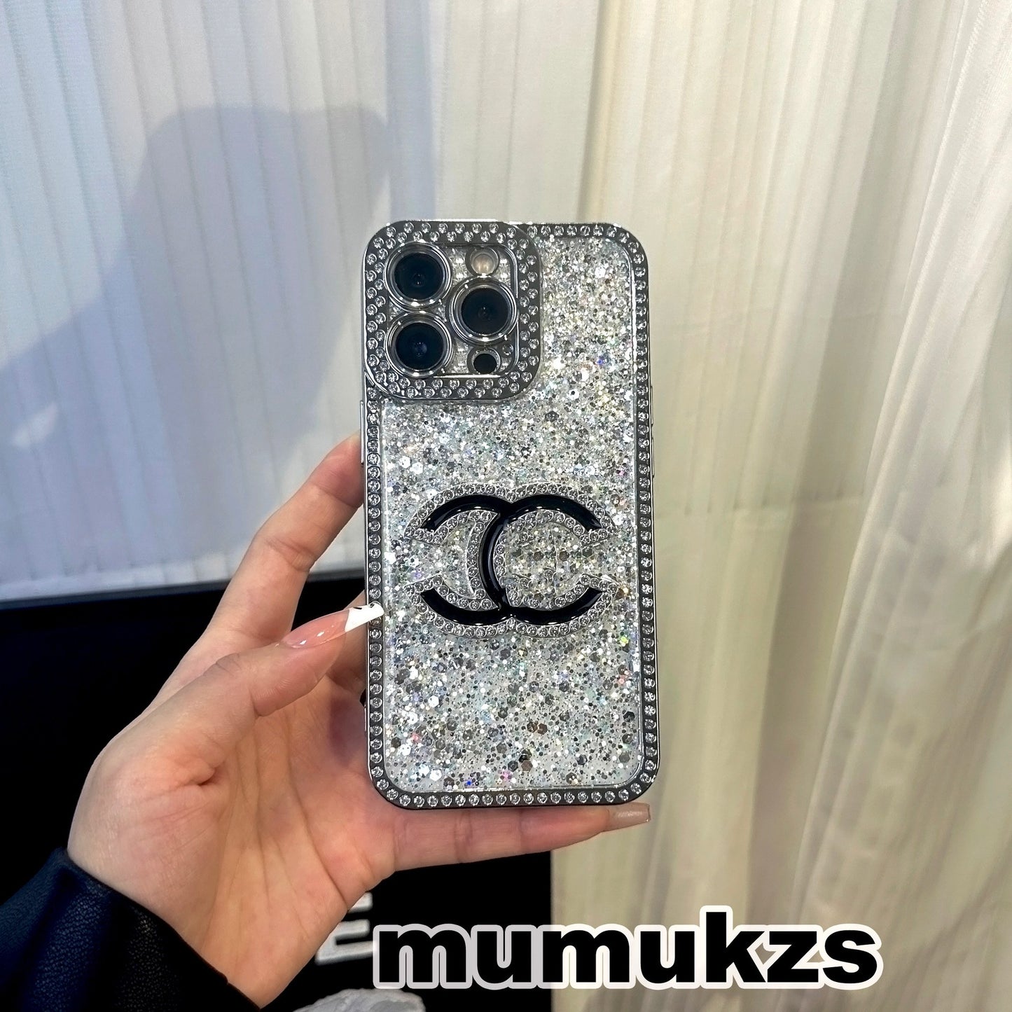 Luxury diamond-studded Chanel style phone case