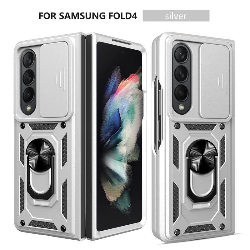 Mecha folding screen sliding window anti-fall protective mobile phone case suitable for Samsung Z Fold6/5/4