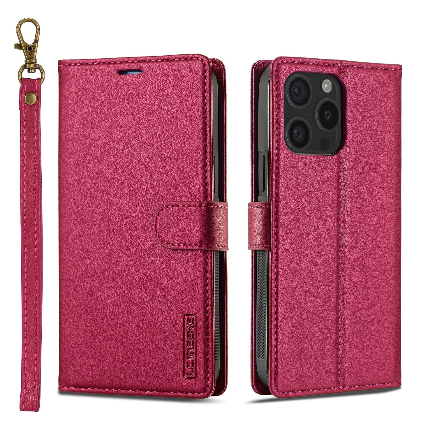 iPhone 2 in 1 magnetic flip cover card slot lanyard split mobile phone case