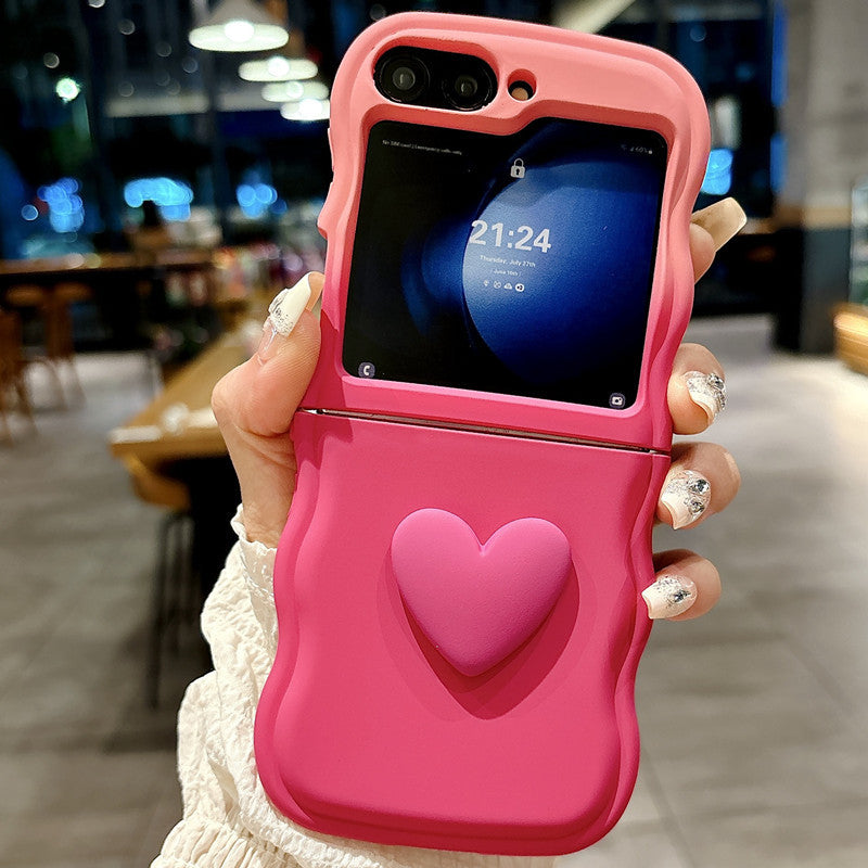 Gradient solid color simple heart mobile phone case suitable for Samsung Z flip