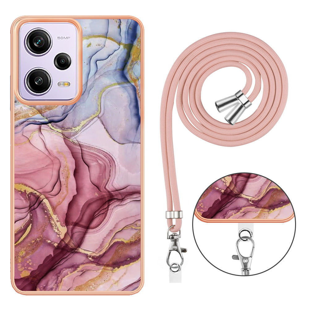 Marble double-sided film crossbody mobile phone case