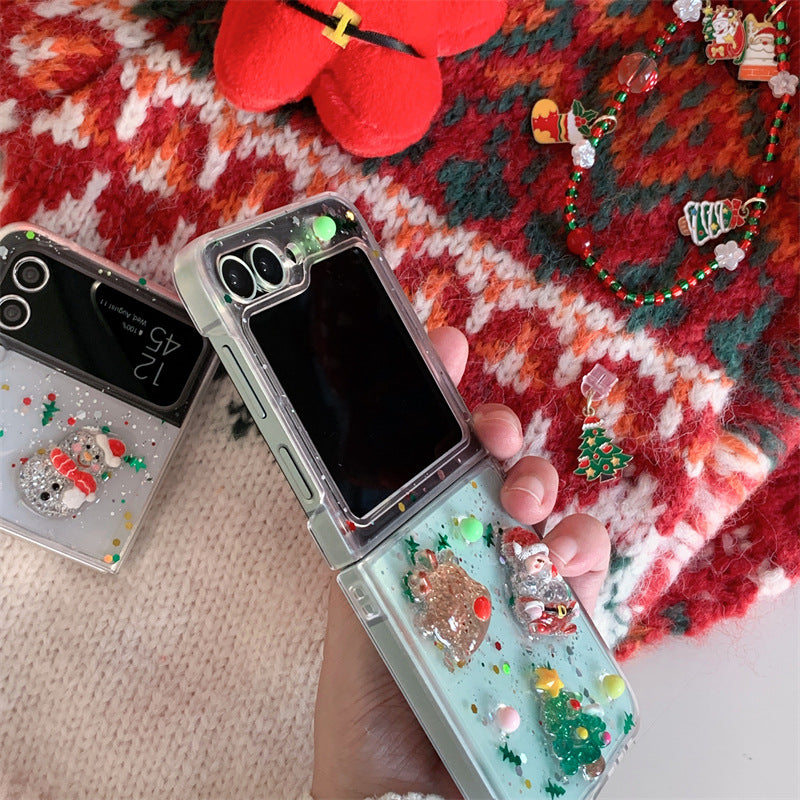 Christmas snowman mobile phone case Samsung folding protective cover suitable for z flip 6/flip5/z flip 4