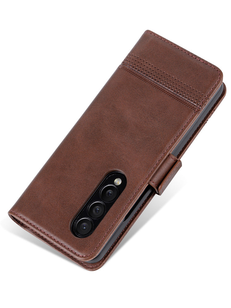 Angkop para sa Samsung z fold 3/4/5 premium genuine leather case retro business mobile phone case