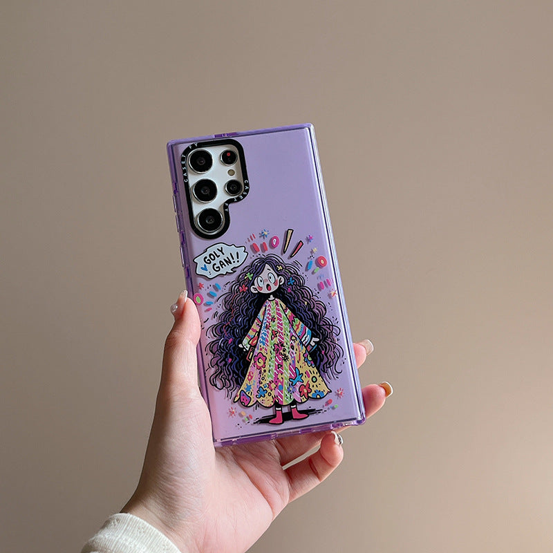 Fashion brand graffiti girl anti-fall mobile phone case