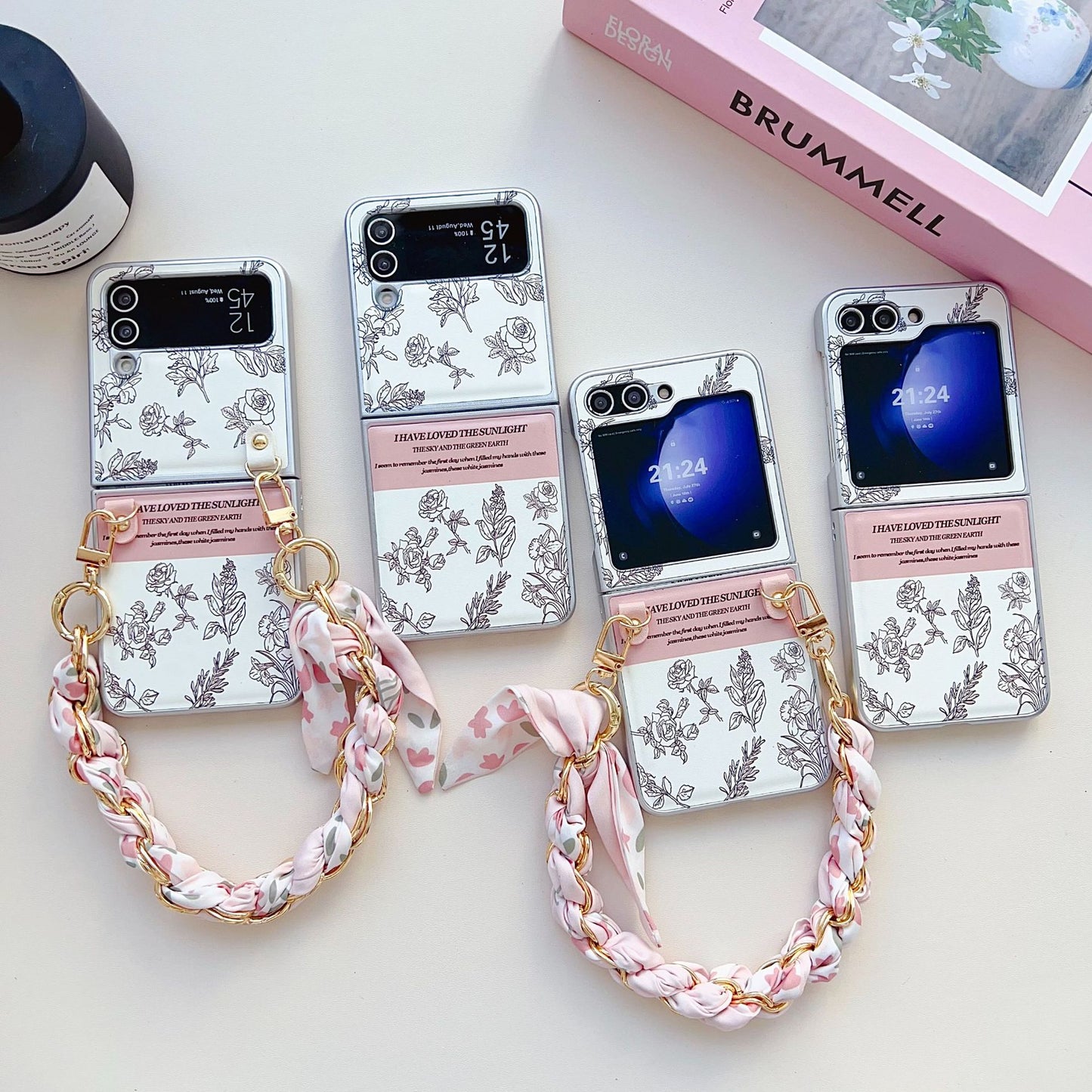 ins pearlescent paint painted sketch flower mobile phone case